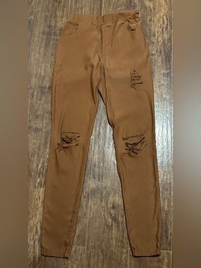 Heyson Ripped Distressed Pants Rust Brown Women’s S